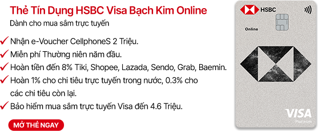 Thẻ tín dụng HSBC Visa Bạch Kim Online Mobile