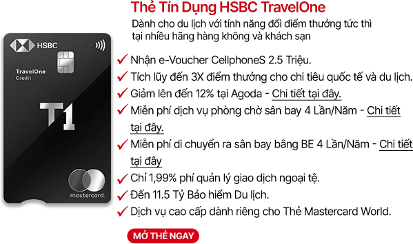 Thẻ tín dụng HSBC TravelOne Mobile