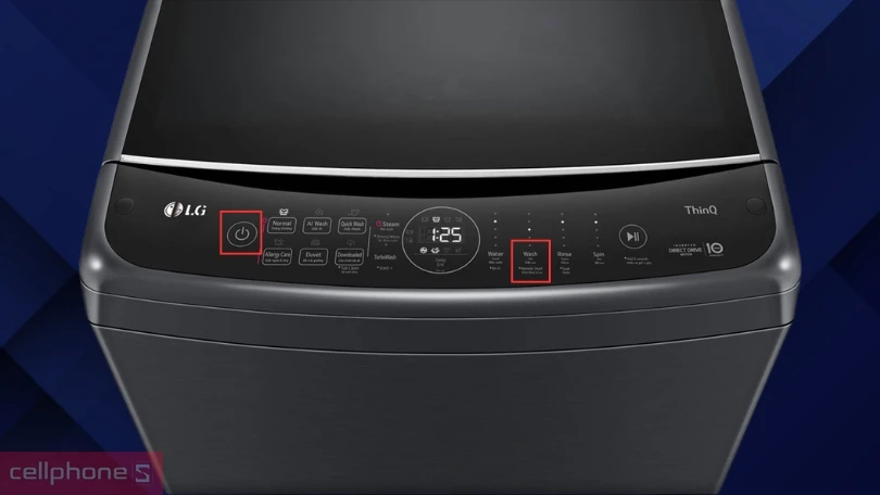 Hướng dẫn khởi động máy giặt LG AI DD Inverter 19kg TV2519SV7J từ xa