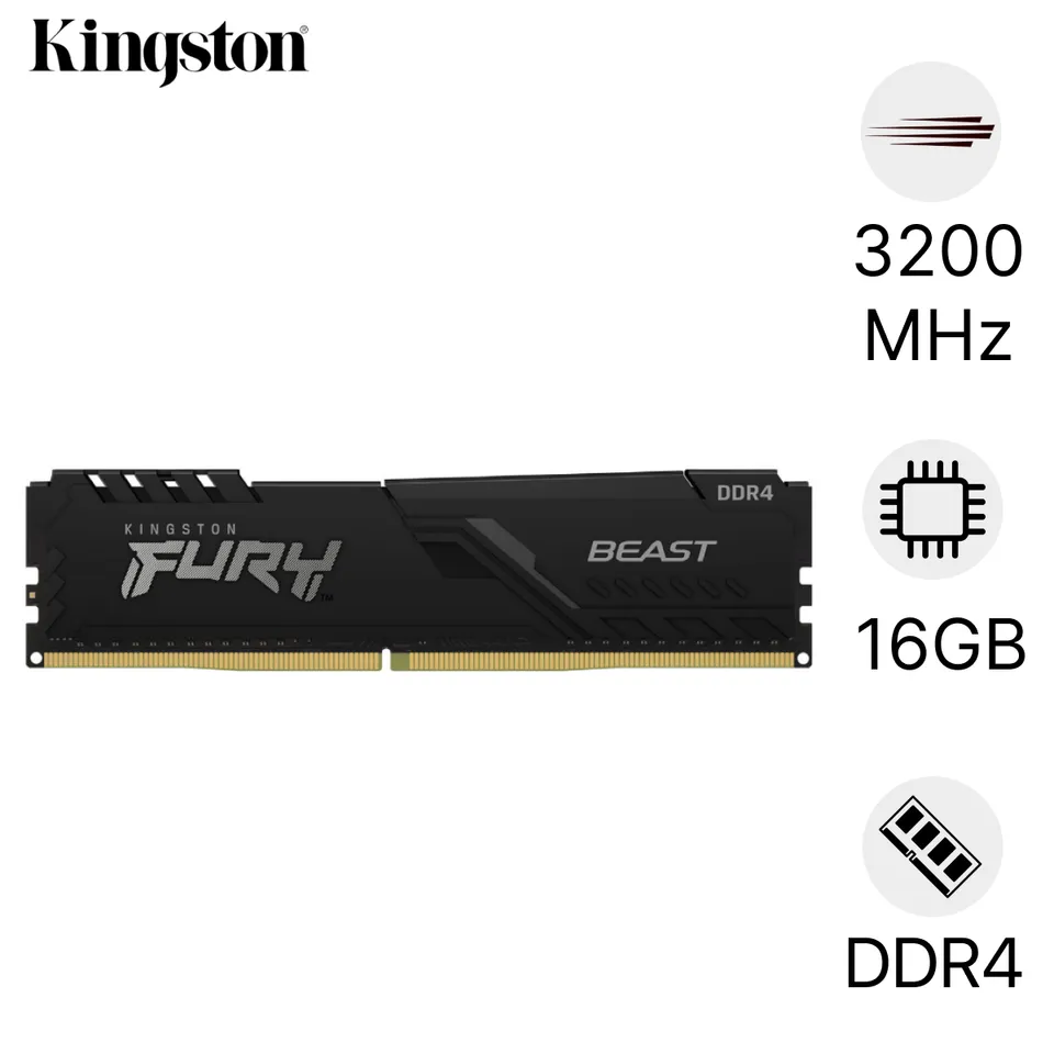 RAM PC Kingston Fury Beast DDR4 3200MHz 16GB KF432C16BB1/16WP