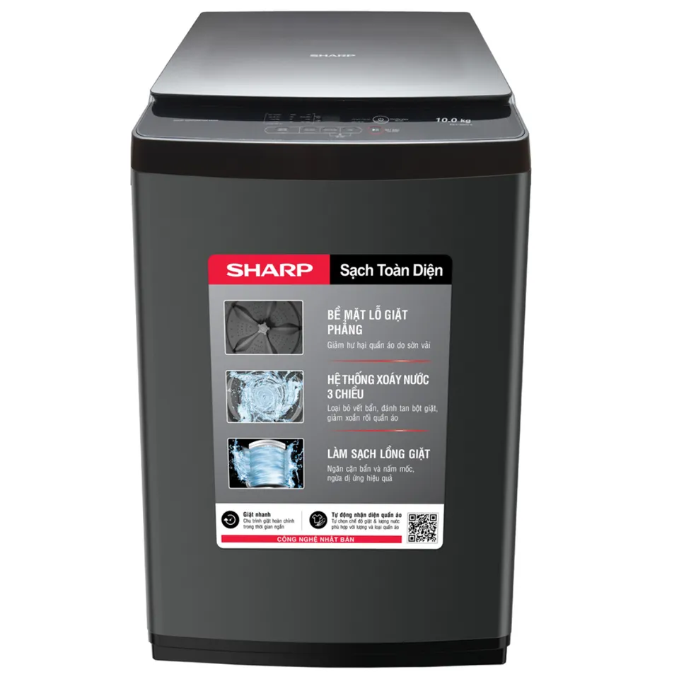 Máy giặt Sharp cửa trên 10Kg 2021 (ES-Y100HV-S)