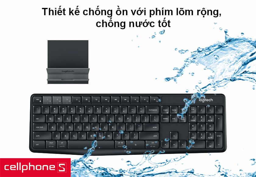 Combo bàn phím Bluetooth + Đế để điện thoại và Tablet Logitech K375S