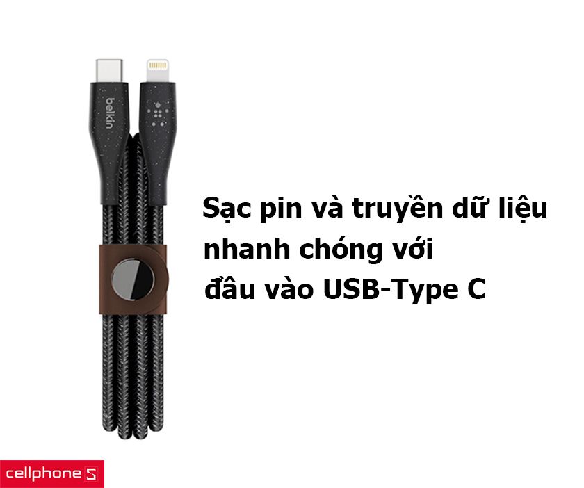 Cáp Belkin Mixit Duratex Plus sợi Kevlar siêu bền C To Lightning MFI   chính hãng, giá rẻ, trả góp 0%