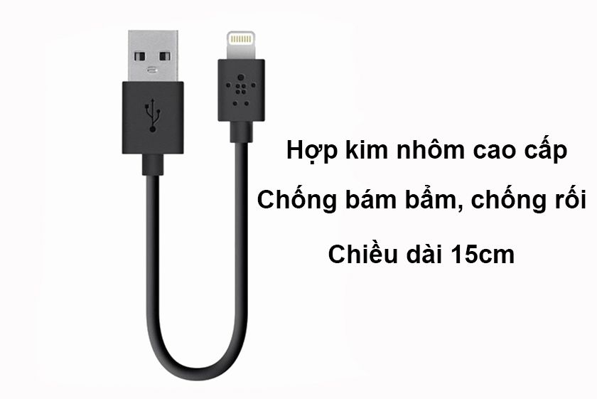 Cáp Belkin Mixit hợp kim siêu bền Lightning 15cm chính hãng, giá rẻ, trả  góp 0%