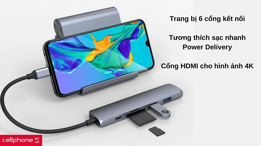 Trang bị 6 cổng kết nối đa năng, đi kèm công nghệ sạc nhanh cùng cổng xuất hình ảnh 4K