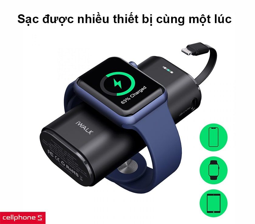 Pin sạc dự phòng iWalk Link Me Watch Lightning DBL9000W 9000mAh 