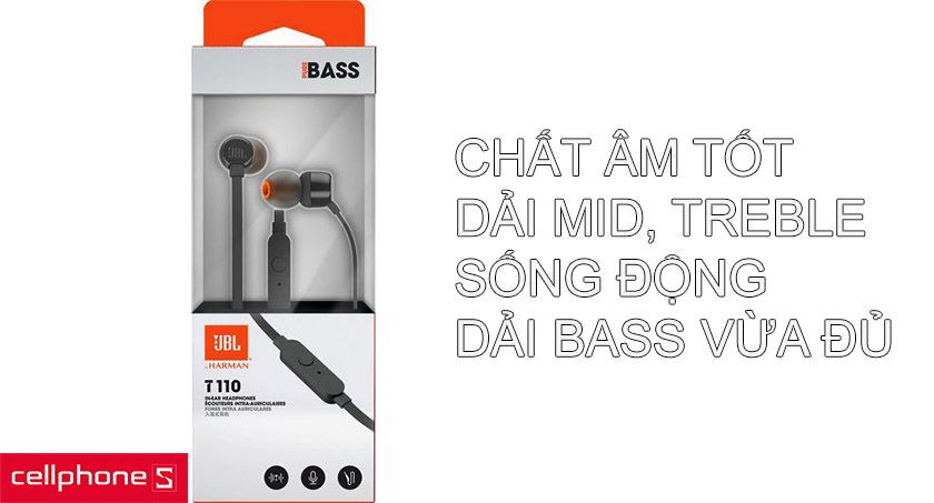 Chất âm JBL T110: Dải bass tròn trịa, dải mid, treble rất tốt trong tầm giá