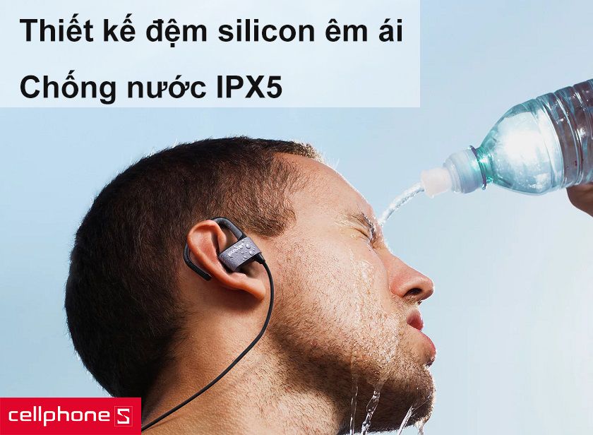 Thiết kế đệm silicon êm ái, chống nước IPX5