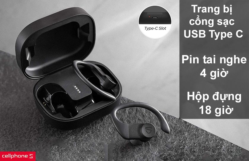 Trang bị cổng sạc USB Type C, pin sử dụng hơn 4 giờ tai nghe và hộp đựng sạc 18 giờ