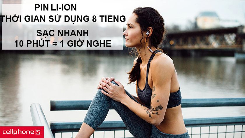 Thời lượng sử dụng 8 tiếng và khả năng sạc nhanh trong vòng 10 phút