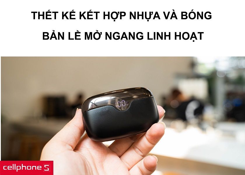 Thiết kế bằng nhựa bóng kết hợp nhựa mờ tinh tế cùng phần bản lề ngang cứng chắc