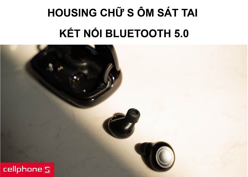 Housing tai nghe ôm sát tai tạo cảm giác êm ái cùng khả năng kết nối Bluetooth 5.0