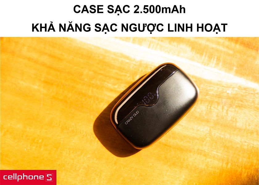 Case sạc tai nghe hỗ trợ nghe nhạc lên đến 80 giờ sạc cùng khả năng sạc điện thoại nhanh