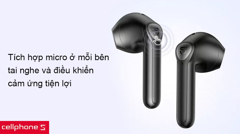 Micro kép được tích hợp ở mỗi bên tai nghe và điều khiển cảm ứng tiện lợi