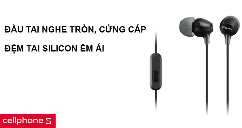 Hai đầu tai nghe có thiết kế tròn và cứng cáp, đệm tai nghe được làm bằng silicon mềm