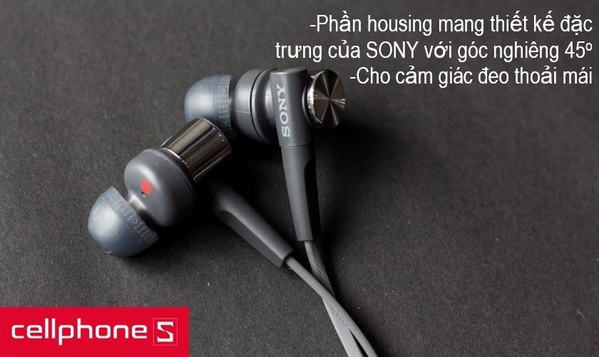 thiết kế housing của tai nghe in-ear Sony đa phần đều mang một nét đặc trưng đó chính là được làm nghiêng 45o