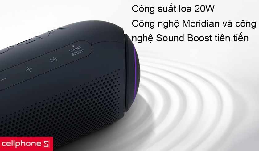 Loa công suất 20W, công nghệ Meridian và Sound Boost và bộ tản nhiệt thụ động kép