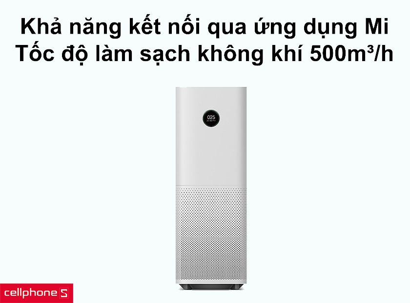 Tốc độ làm sạch không khí ấn tượng lên đến 500 m³/h và khả năng kết nối wifi qua ứng dụng Mi