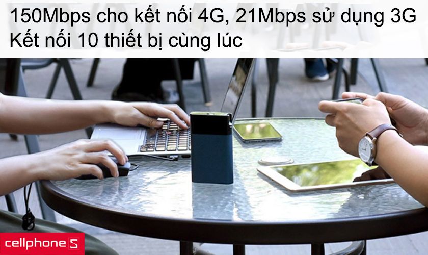 Tốc độ 150Mbps kết nối 4G, 21Mbps khi sử dụng 3G