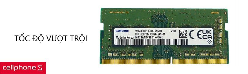 Ram laptop Samsung 8GB DDR4 3200MHz - Tốc độ vượt trội, hạn chế tối đa tiêu thụ điện năng