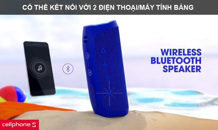 Loa JBL Flip 4 có thể kết nối không dây với 2 điện thoại thông minh hoặc máy tính bảng cùng lúc