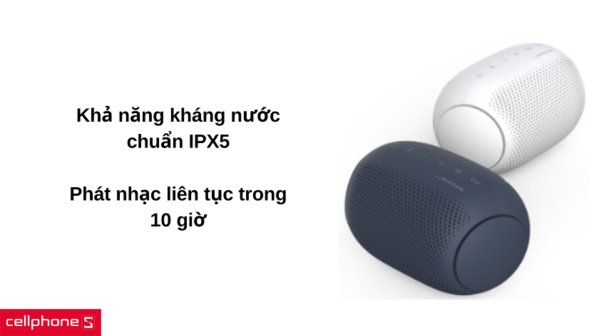 Chống nước chuẩn IPX5, thời gian sử dụng lên đến 10 giờ