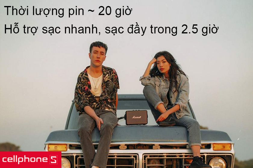 Pin có thời lượng sử dụng đến 20 giờ, hỗ trợ sạc nhanh sạc đầy pin trong 2.5 giờ