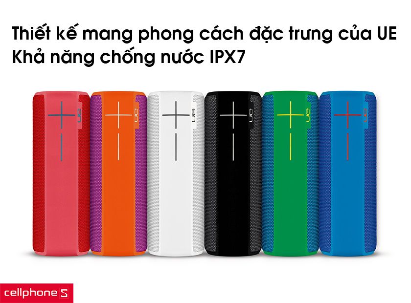 Thiết kế hình trụ dài - phong cách đặc trưng của UE và khả năng chống nước IPX7