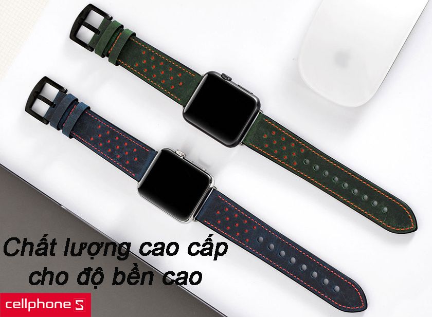 Chất liệu da trên dây Jinya Vogue Leather cho Apple Watch 38mm thuộc dạng cao cấp cho độ bền cao