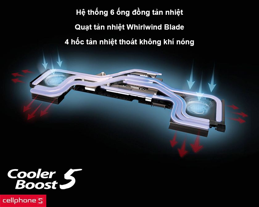 Công nghệ tản nhiệt độc quyền Cooler Boost 5 giúp máy vận hành ổn định