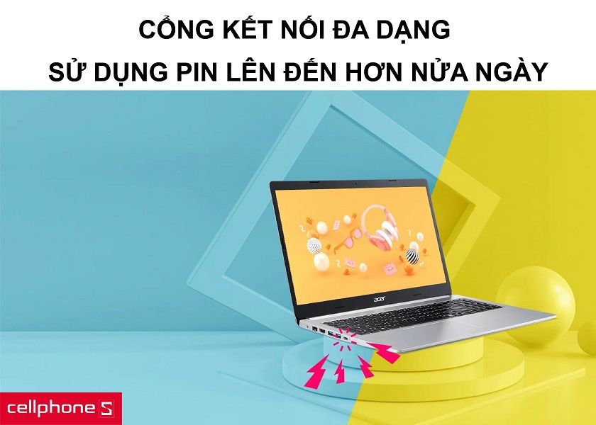 Cổng kết nối đa dạng cùng khả năng sử dụng pin lâu dài với dung lượng pin 48 Whr