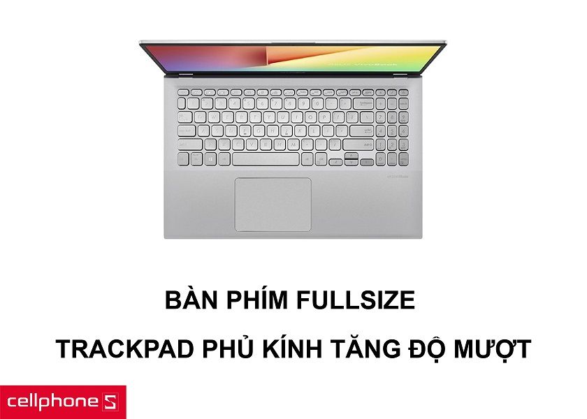 Bàn phím fullsize thiết kế nhỏ gọn, đàn hồi cao cùng Trackpad phủ kính cao cấp