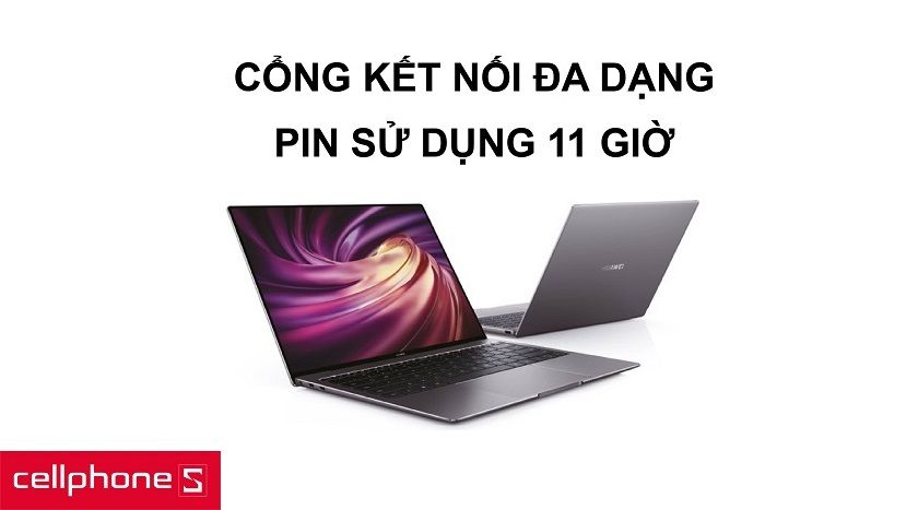 Cổng kết nối đa dạng cùng khả năng sử dụng cả ngày với viên pin liền 41.7 Whr