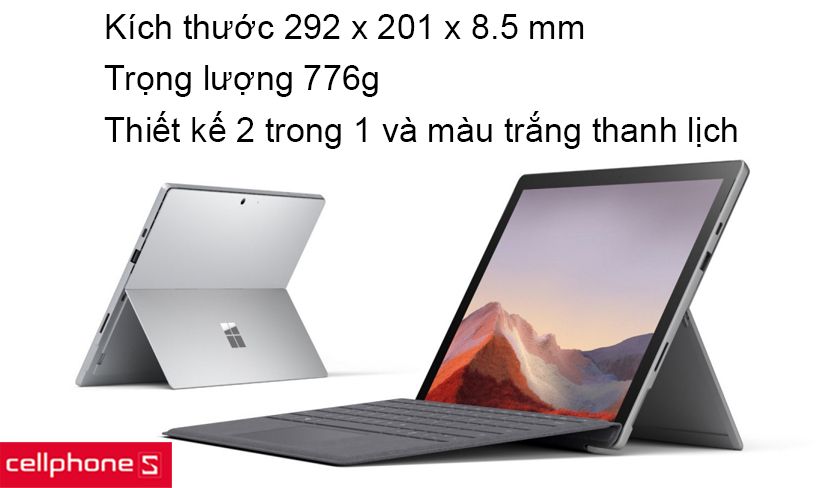 Thiết kế gọn nhẹ, linh động với thiết kế 2 trong 1 và màu trắng thanh lịch