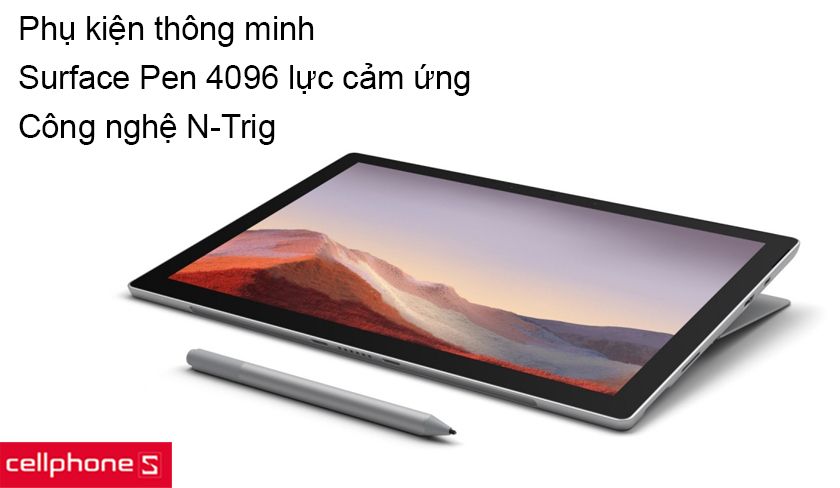Bút Surface Pen hỗ trợ 4096 lực cảm ứng và được trang bị công nghệ N-Trig