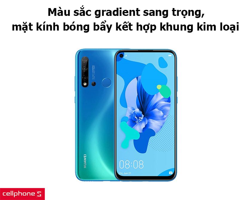 Màu sắc gradient sang trọng, chất liệu kính bóng bẩy kết hợp với khung kim loại