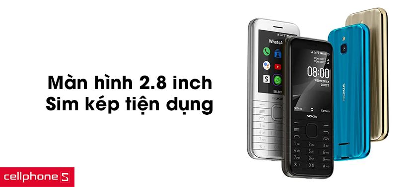 Màn hình 2.8 inch, sim kép tiện dụng