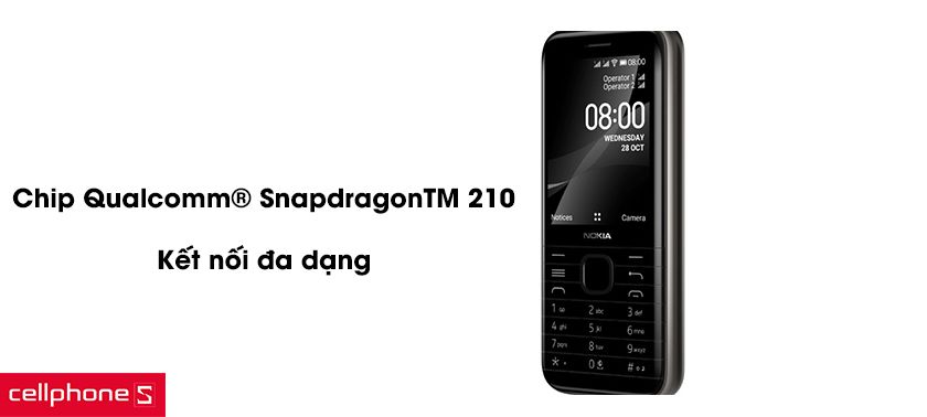 Bộ vi xử lý Qualcomm® SnapdragonTM 210, khả năng kết nối đa dạng