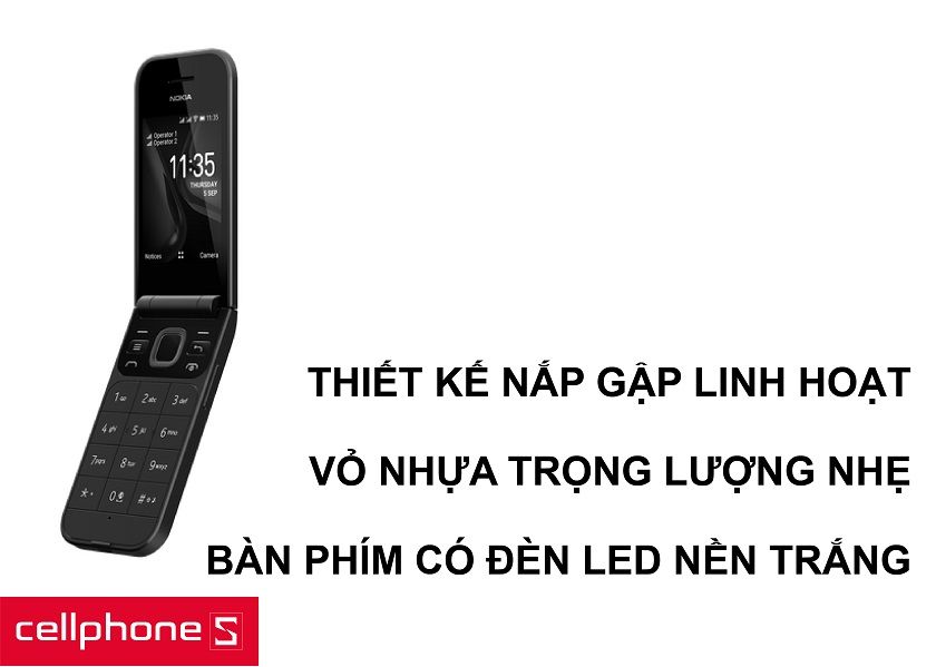 Thiết kế nắp gặp nhỏ gọn và bàn phím có đèn led nền dễ sử dụng