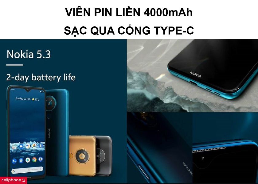 Viên pin liền 4000 mAh cho thời lượng dùng lâu dài cùng cổng sạc chuẩn Type-C