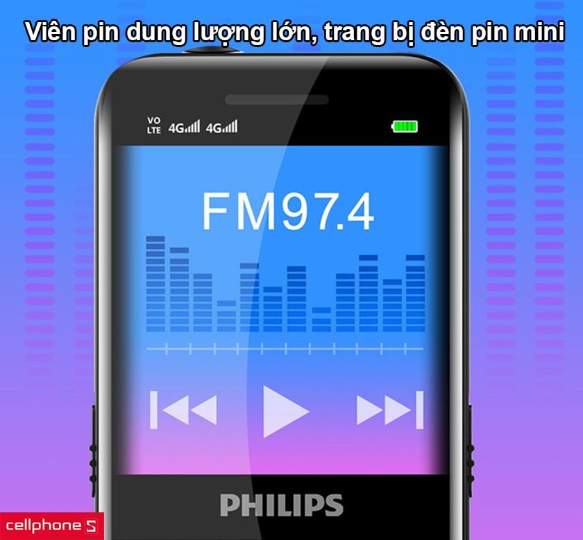 Viên pin dung lượng lớn, trang bị đèn pin mini