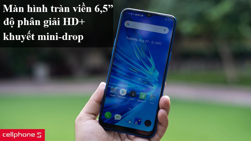 Màn hình tràn viền 6,5 inch, độ phân giải HD+ khuyết mini-drop độc đáo