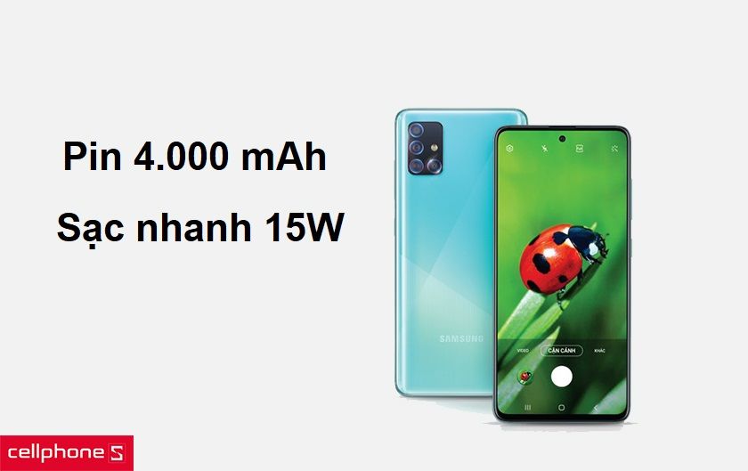 Dung lượng pin 4000mAh tích hợp công nghệ sạc nhanh cho khả năng sử dụng cả ngày