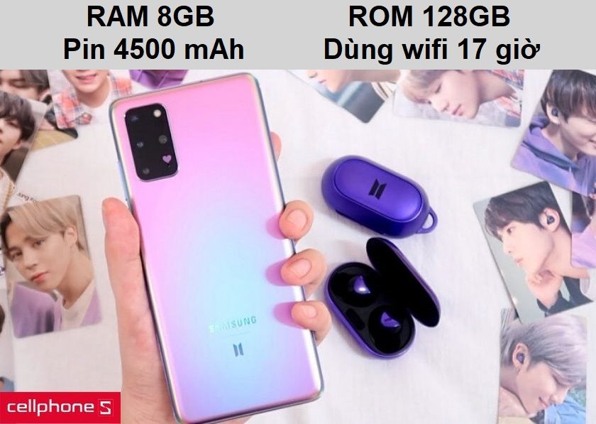 Bộ nhớ trong 128GB và pin dung lượng 4500 mAh cho thời gian dùng wifi 17 giờ