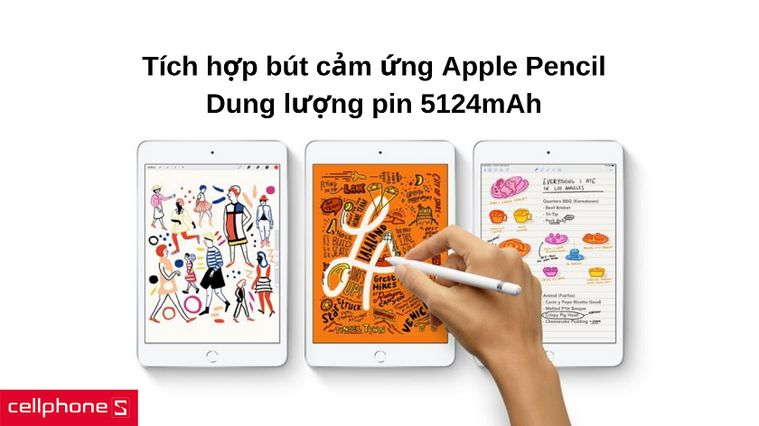 Bút cảm ứng Apple Pencil thế hệ đầu, dung lượng pin 5124 mAh