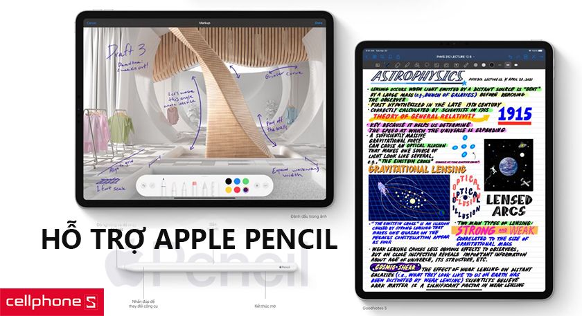 Hỗ trợ Apple Pencil cùng hệ điều hành iPad OS mượt mà