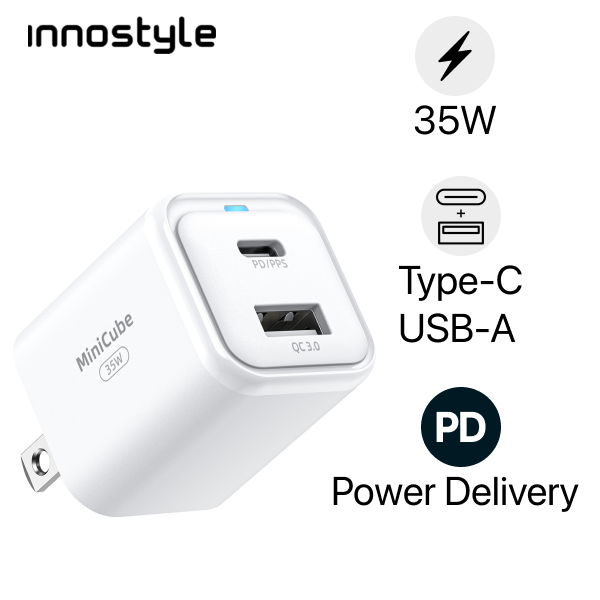 Củ sạc nhanh Innostyle Minicube GaN2 PPS/PD 2 cổng 1C1A 35W