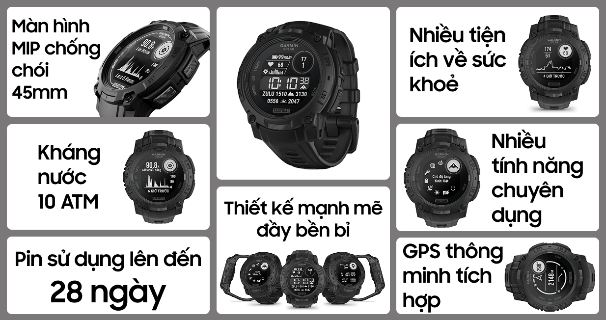 đồng Hồ Garmin Instinct Tactical Maps Garmin Instinct Solar 50MM
