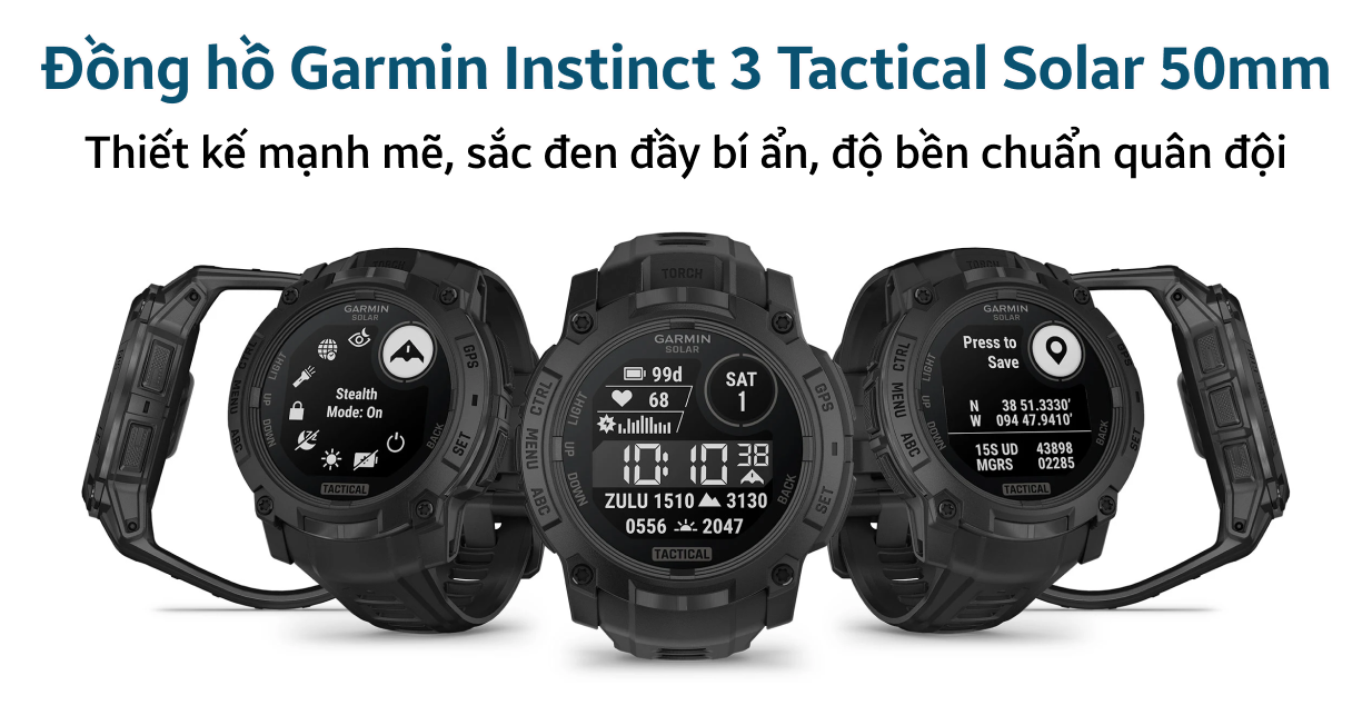 Đồng hồ thông minh Garmin Instinct 3 Tactical Solar 50mm | Giá rẻ