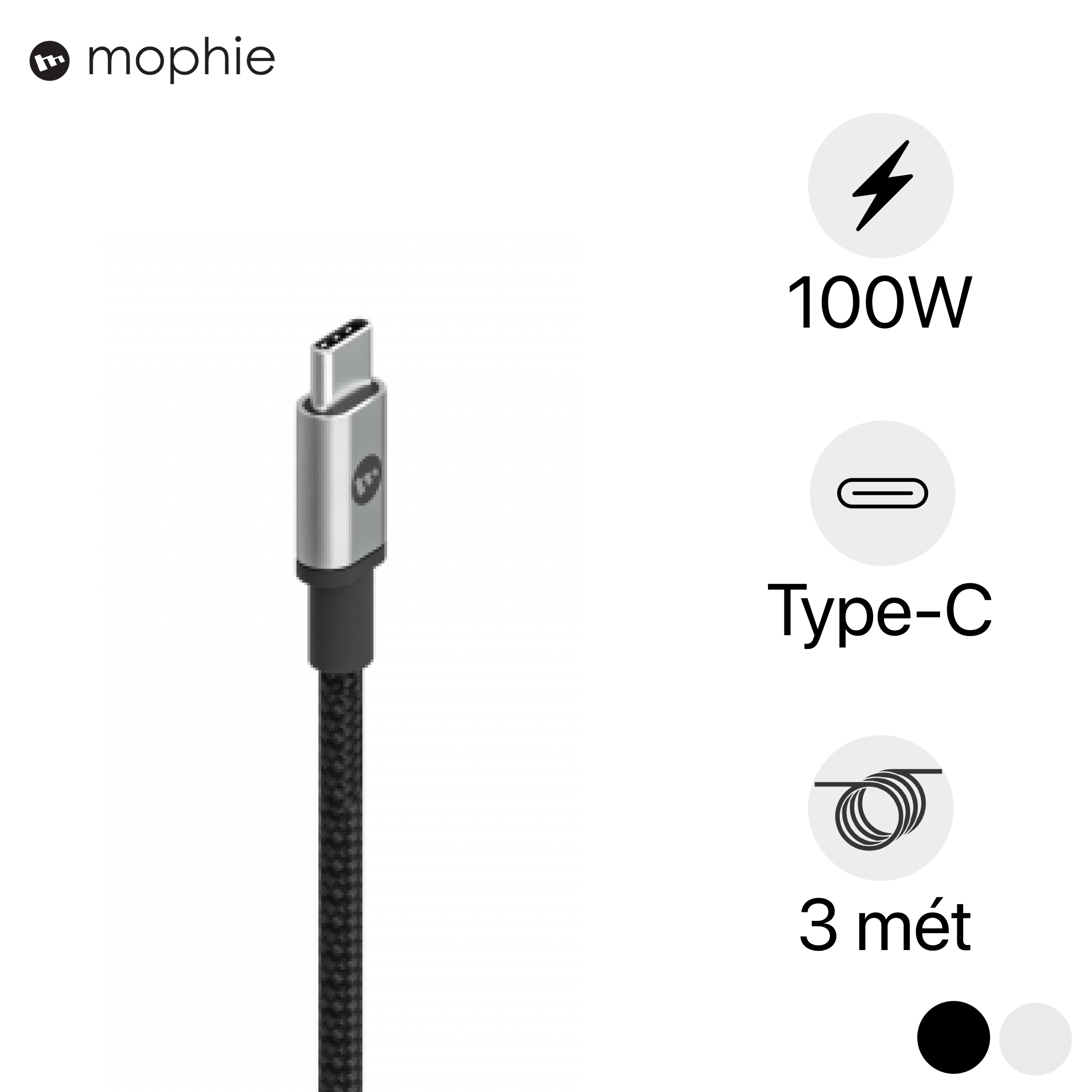 ZAGG Mophie Cavo USB-C Flash 1m – Nero, Ricarica Veloce E Resistente - 2